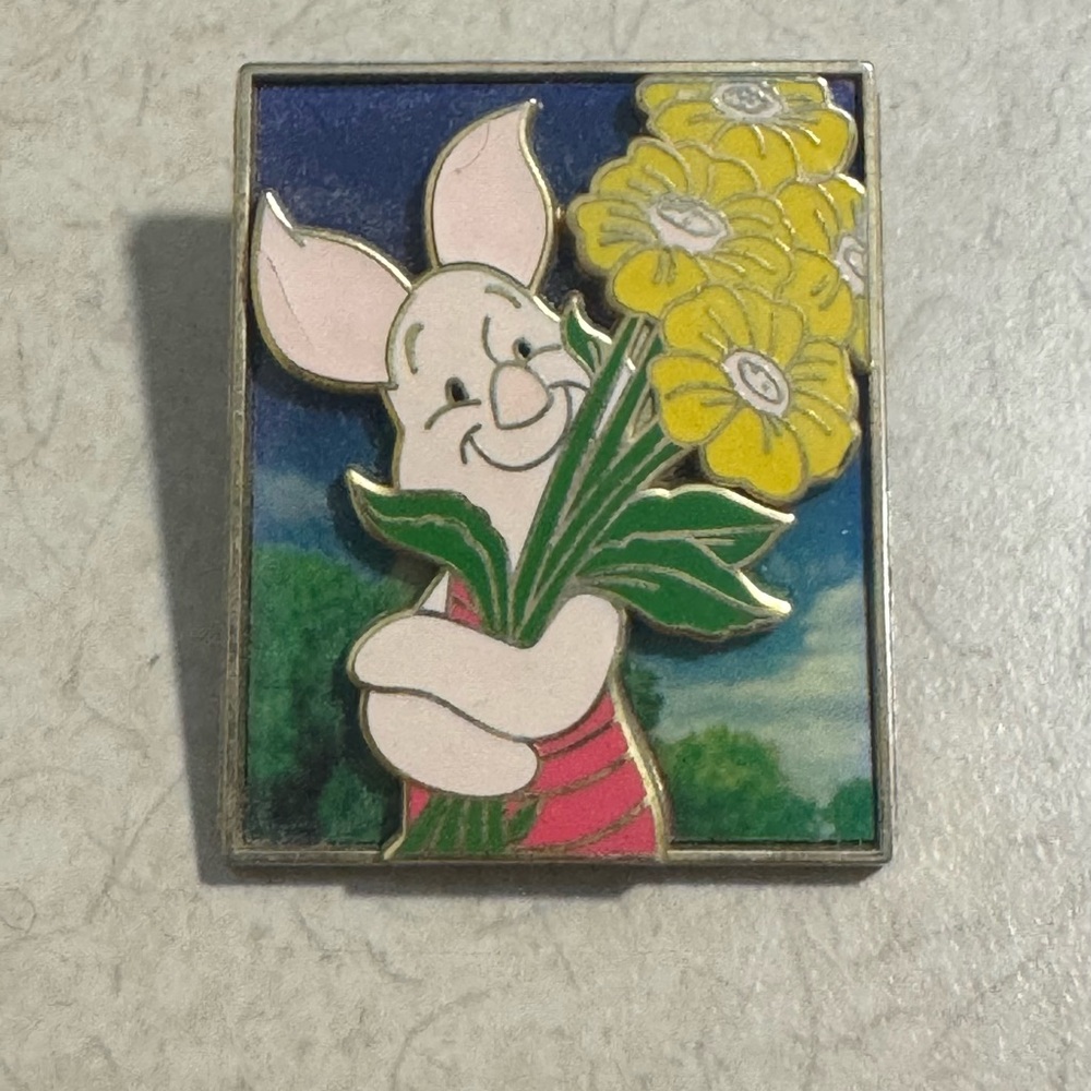 Official Disney - Piglet Enamel Pin with Yellow Flowers